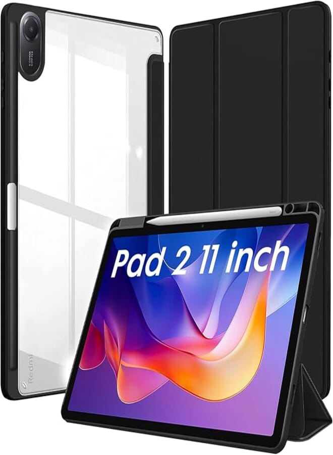 Robustrion Cover for Redmi Pad 2 11 inch Cover Case with [Pencil Holder], Hybrid Flip Cover Case for Redmi Pad 2 11 inch Tablet [Auto Sleep/Wake Support] - Black